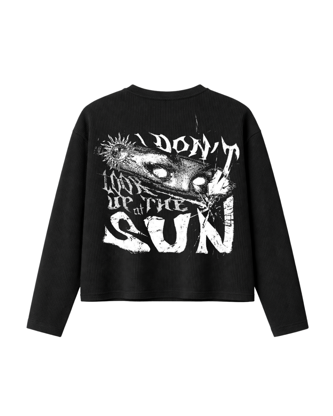HASHWAY 'LOOKUP AT THE SUN' WAFFLE T-SHIRT - BLACK