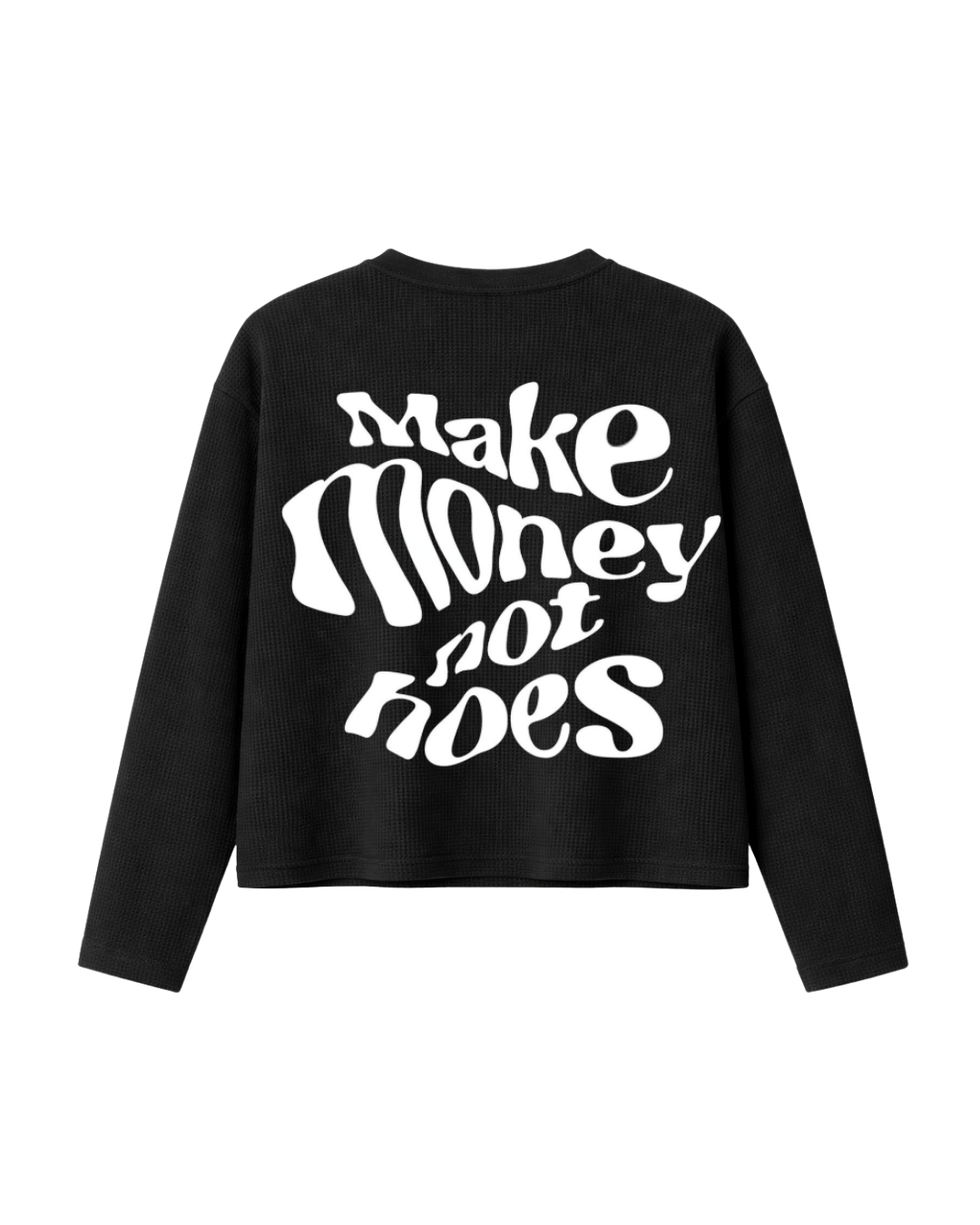 HASHWAY 'MONEY NOT HOES' WAFFLE T-SHIRT - BLACK