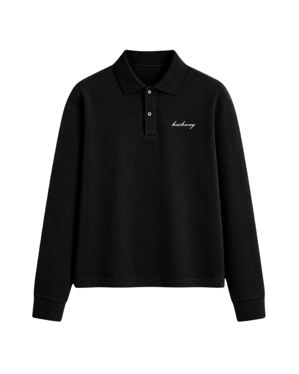 HASHWAY LONG SLEEVE POLO TEE - ALL BLACK