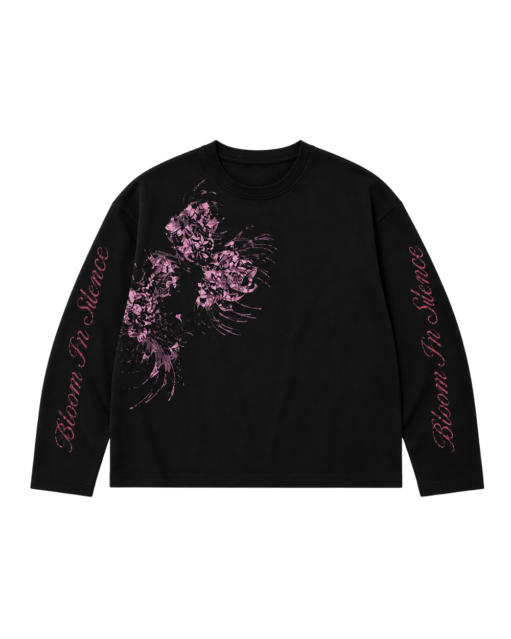 BLOOM IN SILENCE WAFFLE TEE - BLACK