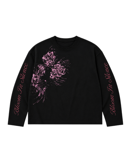 BLOOM IN SILENCE WAFFLE TEE - BLACK