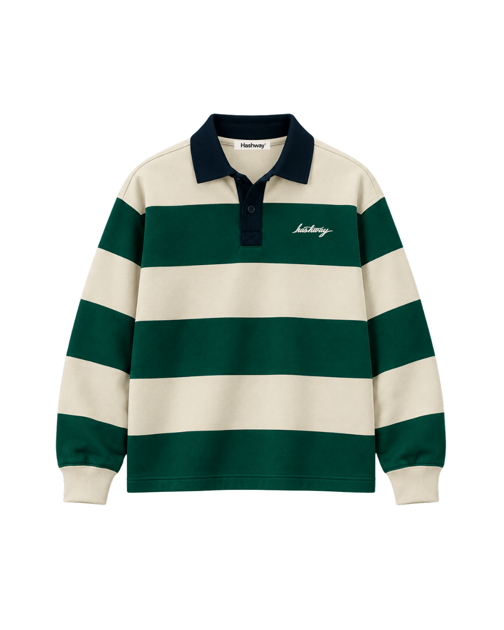 THE HERITAGE POLO SWEATSHIRT — IVORY / FOREST