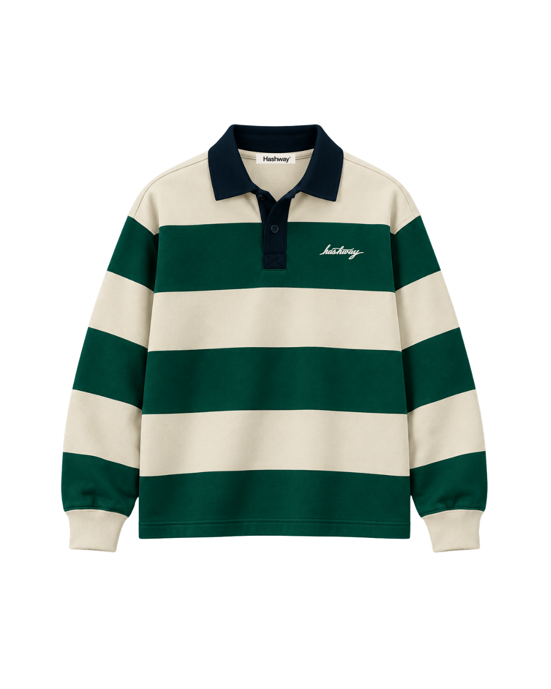 THE HERITAGE POLO SWEATSHIRT — IVORY / FOREST