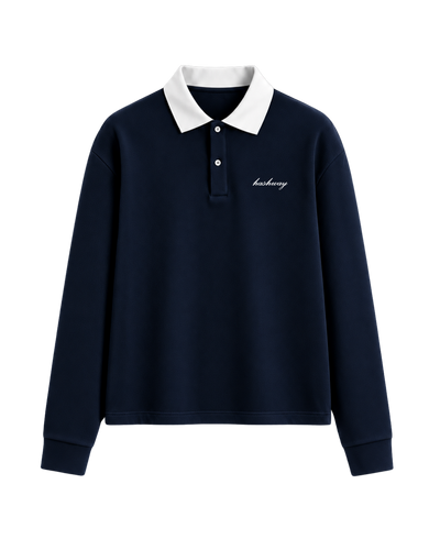 HASHWAY LONG SLEEVE POLO TEE - NAVY