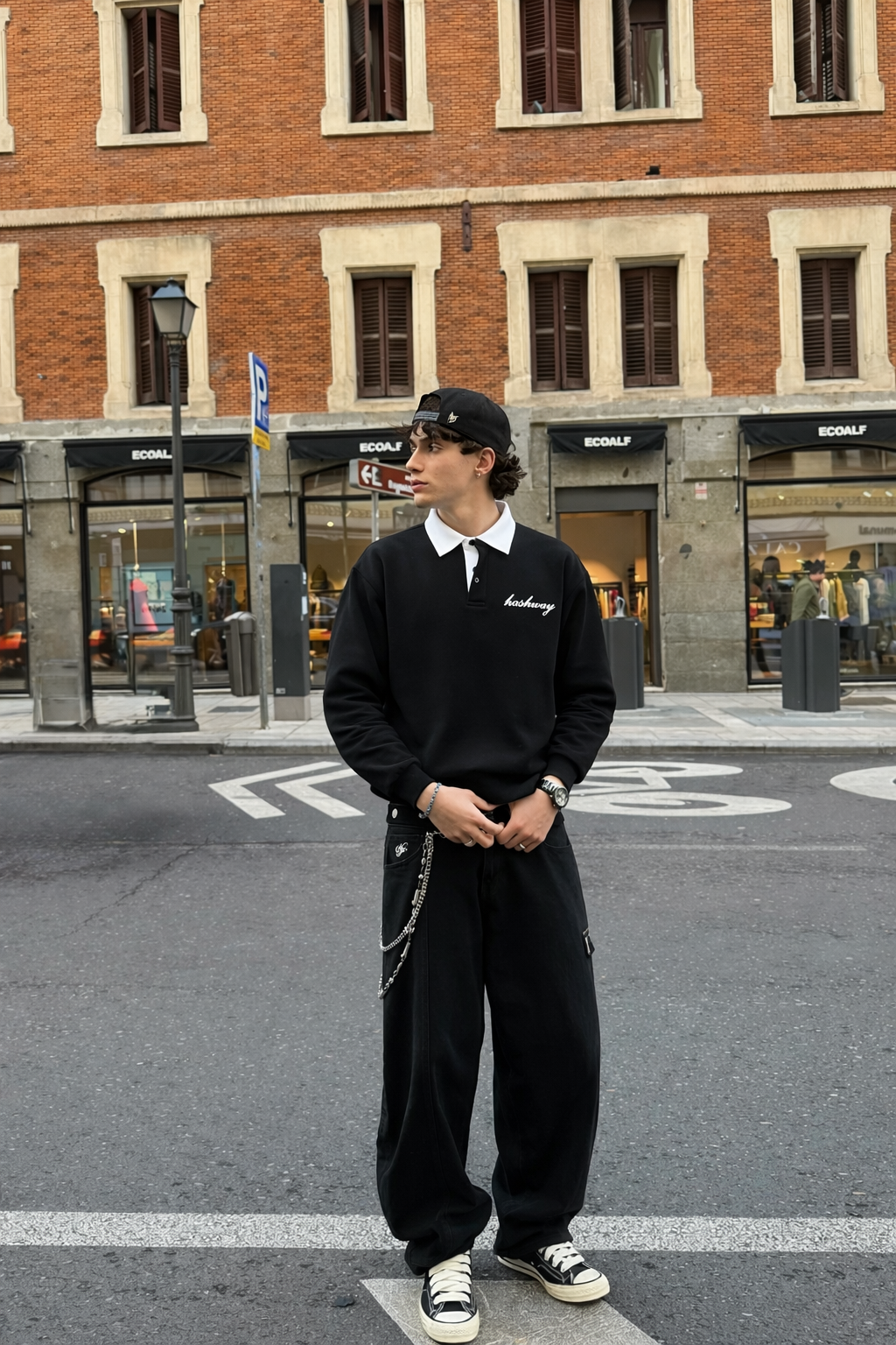 HASHWAY CLASSIC POLO SWEATSHIRT - BLACK