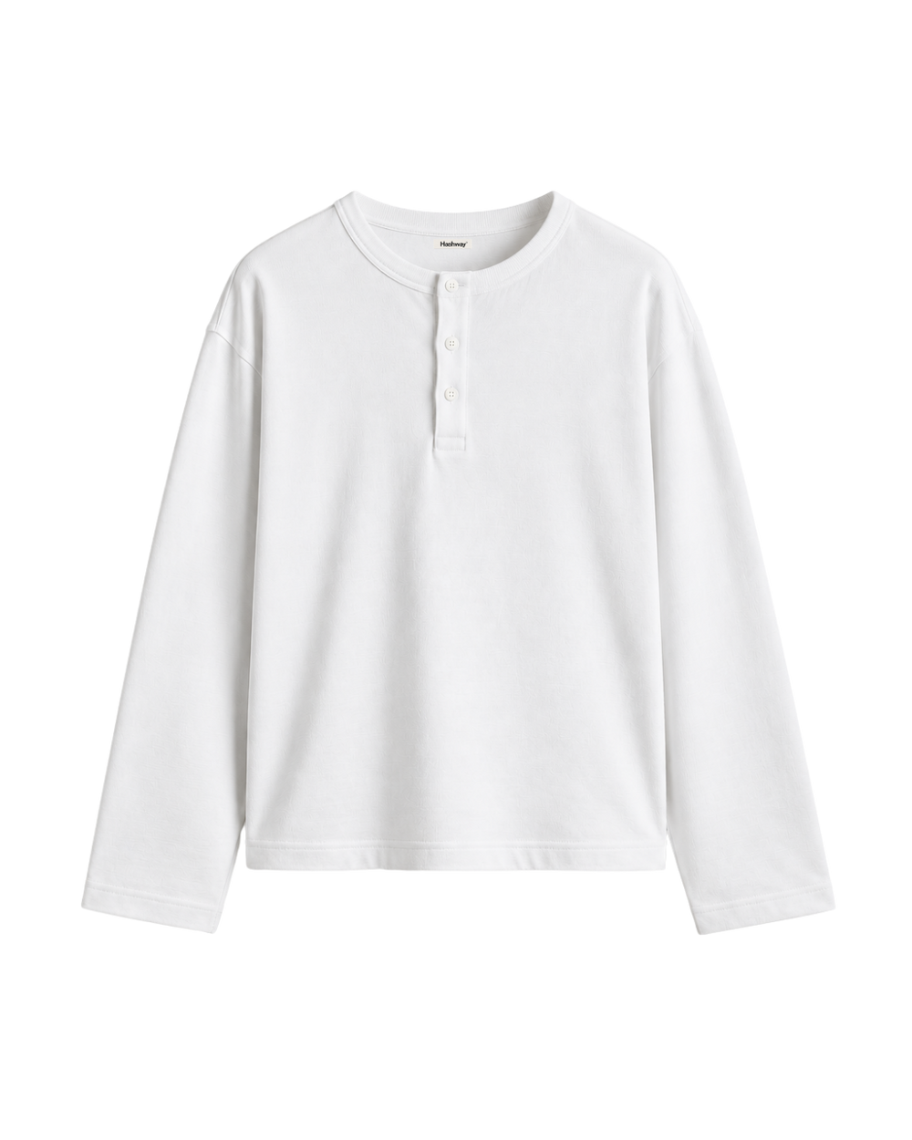 HASHWAY COTTON HENLEY TEE - WHITE
