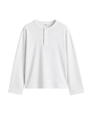 HASHWAY COTTON HENLEY TEE - WHITE