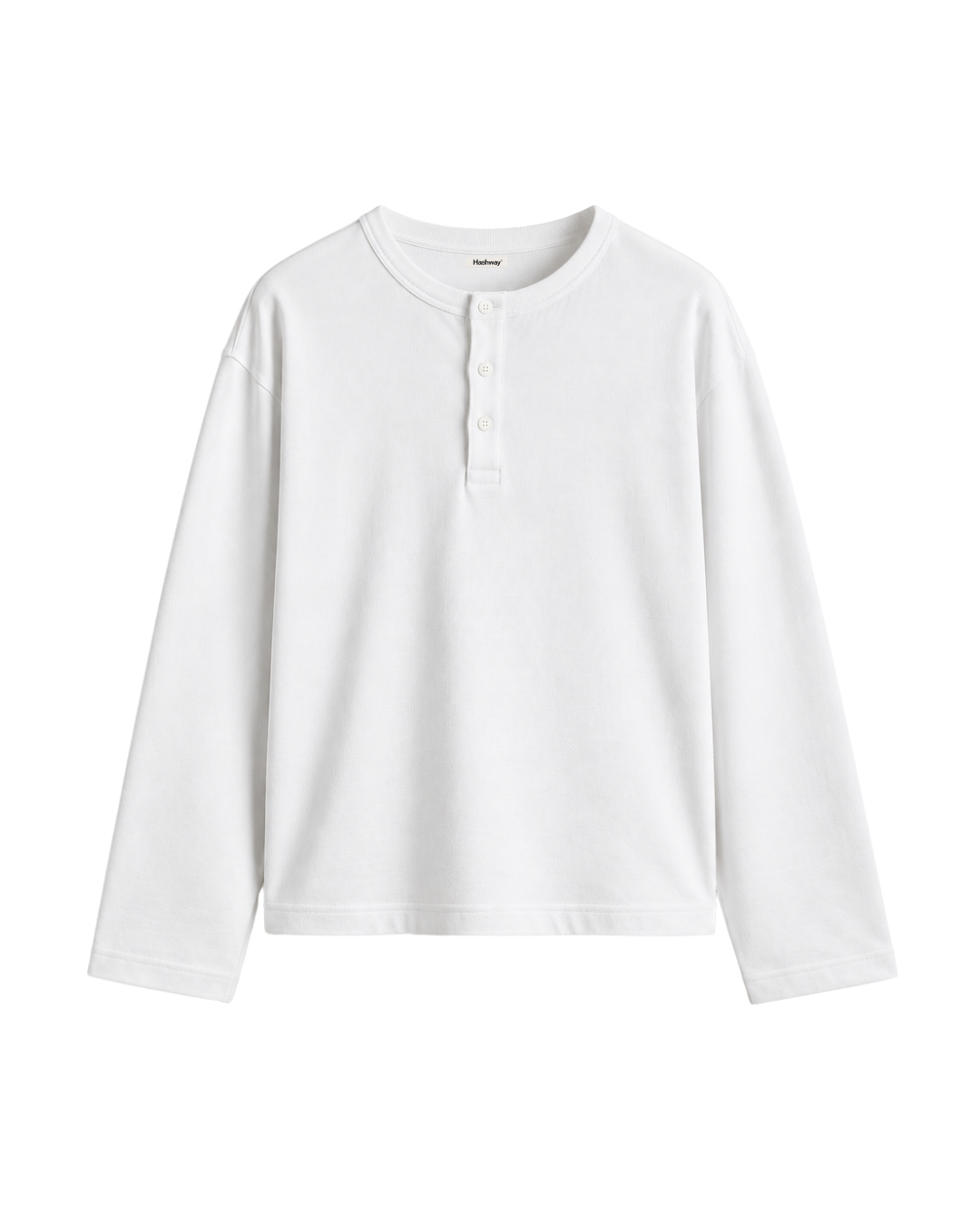 HASHWAY COTTON HENLEY TEE - WHITE