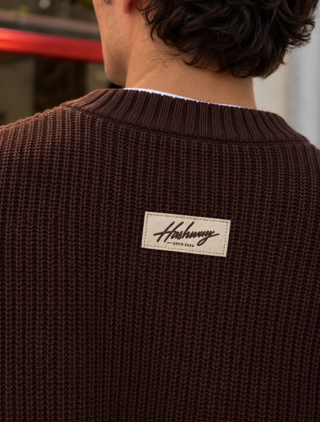 HASHWAY WAVY KNIT SWEATER - BROWN