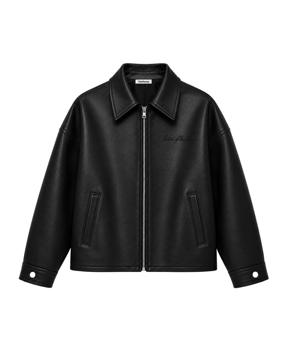 HASHWAY VEGAN LEATHER JACKET - BLACK