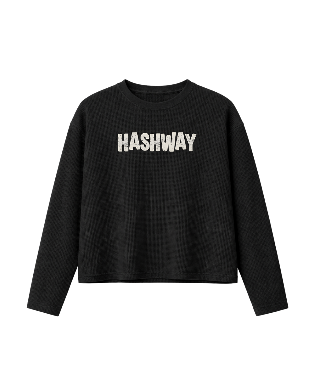 HASHWAY 'MIND YOUR OWN BUSINESS' WAFFLE T-SHIRT - BLACK