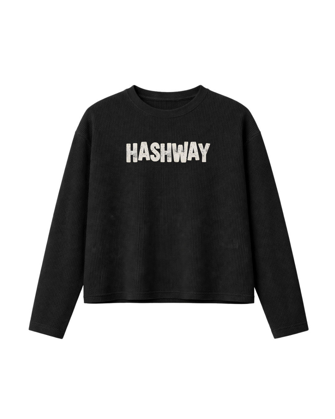 HASHWAY 'MIND YOUR OWN BUSINESS' WAFFLE T-SHIRT - BLACK