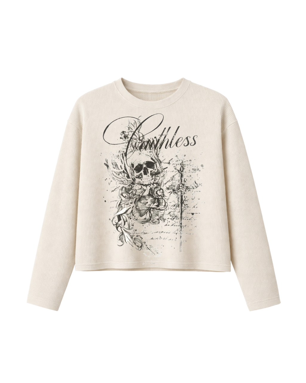 HASHWAY 'REMEMBER TO LIVE' WAFFLE T-SHIRT - OFF WHITE