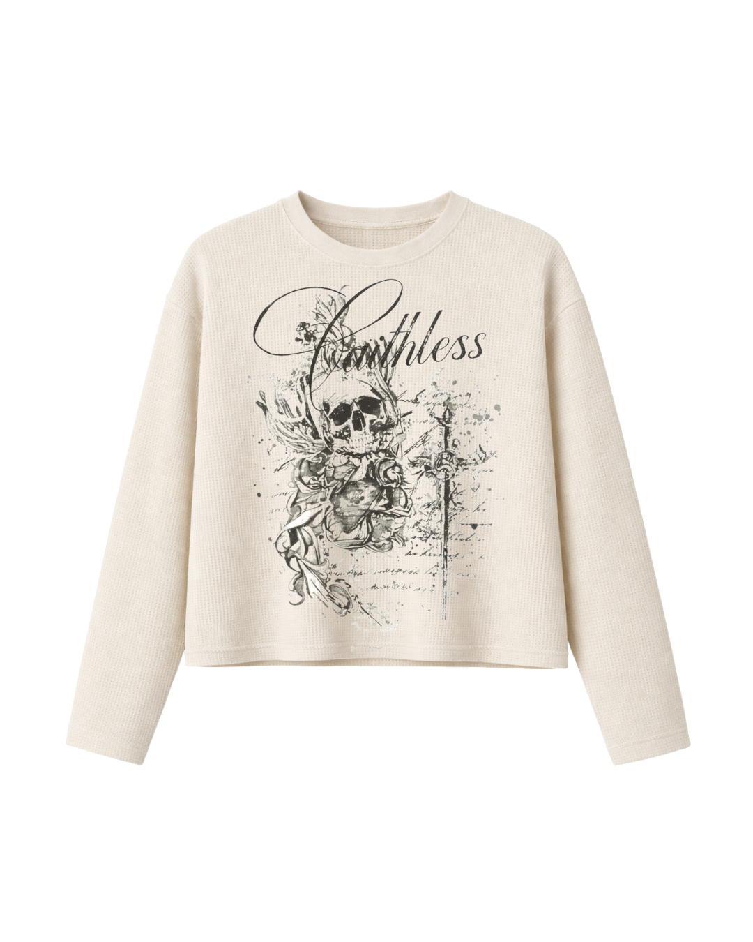 HASHWAY 'REMEMBER TO LIVE' WAFFLE T-SHIRT - OFF WHITE