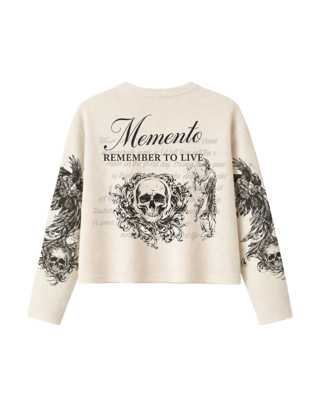 HASHWAY 'REMEMBER TO LIVE' WAFFLE T-SHIRT - OFF WHITE