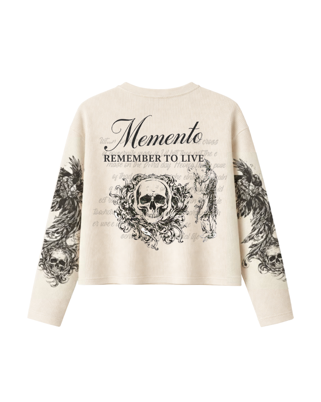 HASHWAY 'REMEMBER TO LIVE' WAFFLE T-SHIRT - OFF WHITE