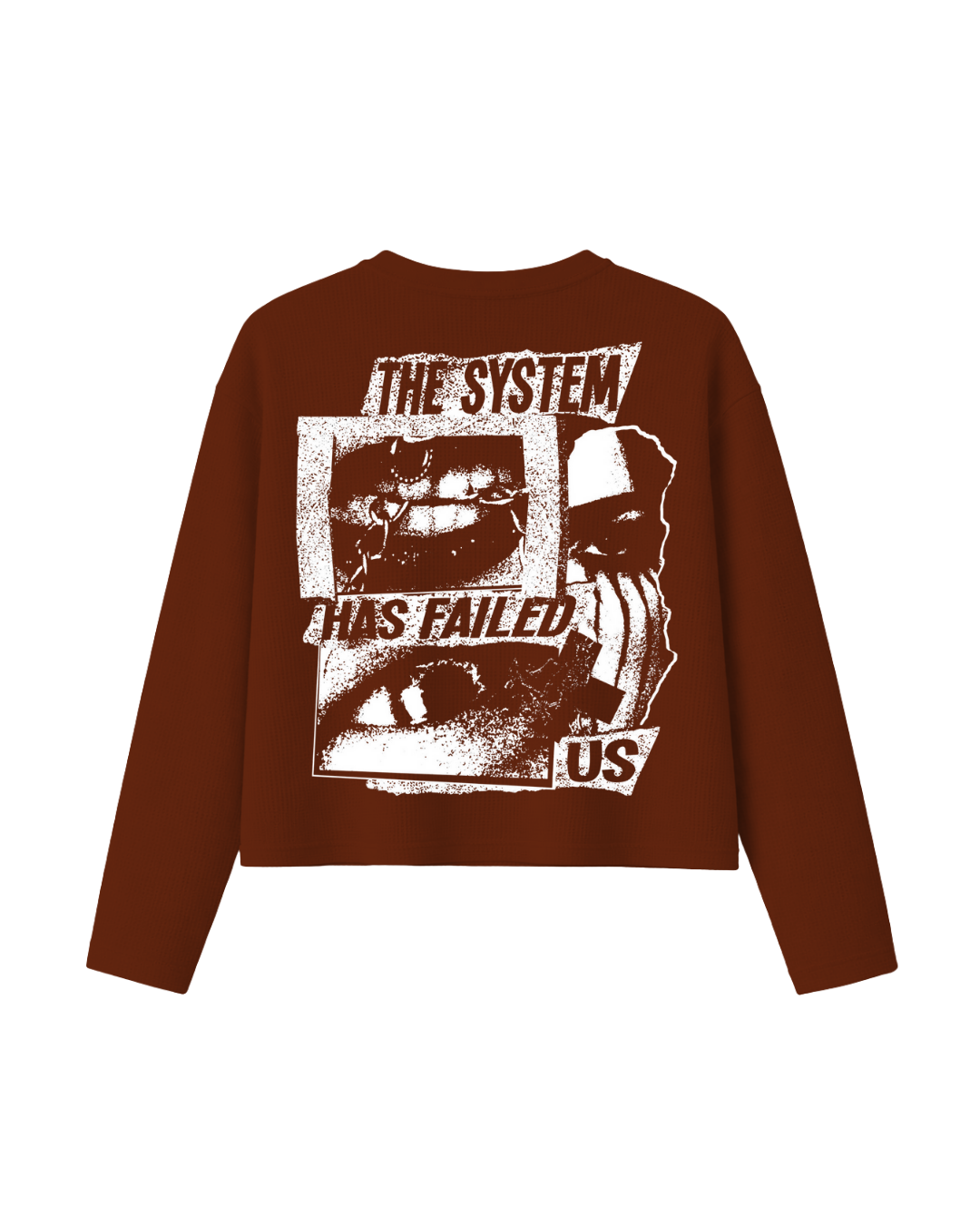 HASHWAY 'SYSTEM HAS FAILED' WAFFLE T-SHIRT - BROWN