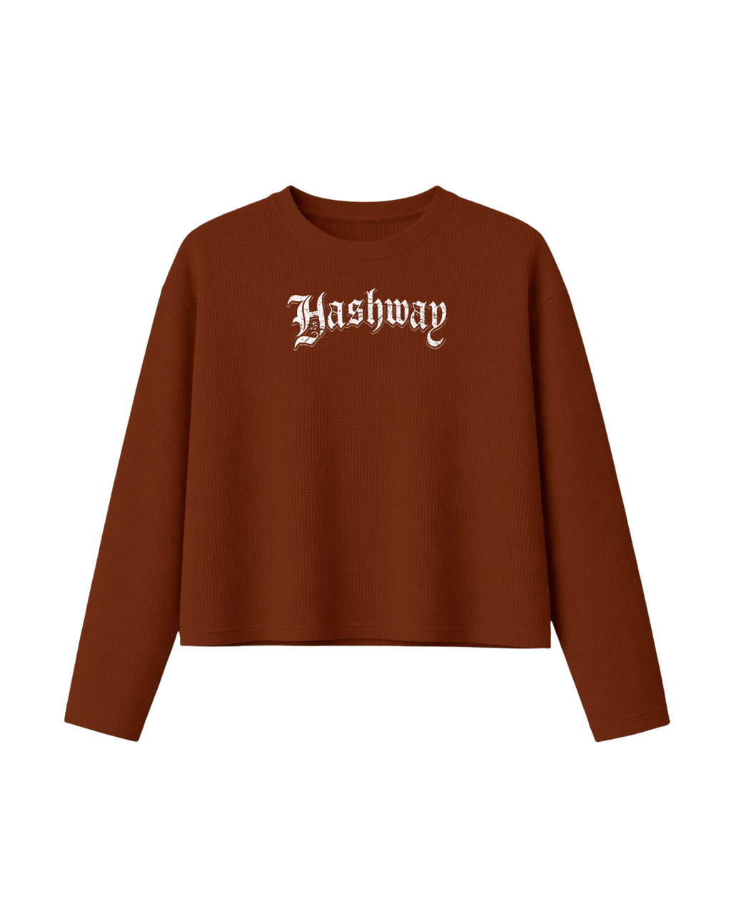 HASHWAY 'BLACK SKULL' WAFFLE T-SHIRT - BROWN