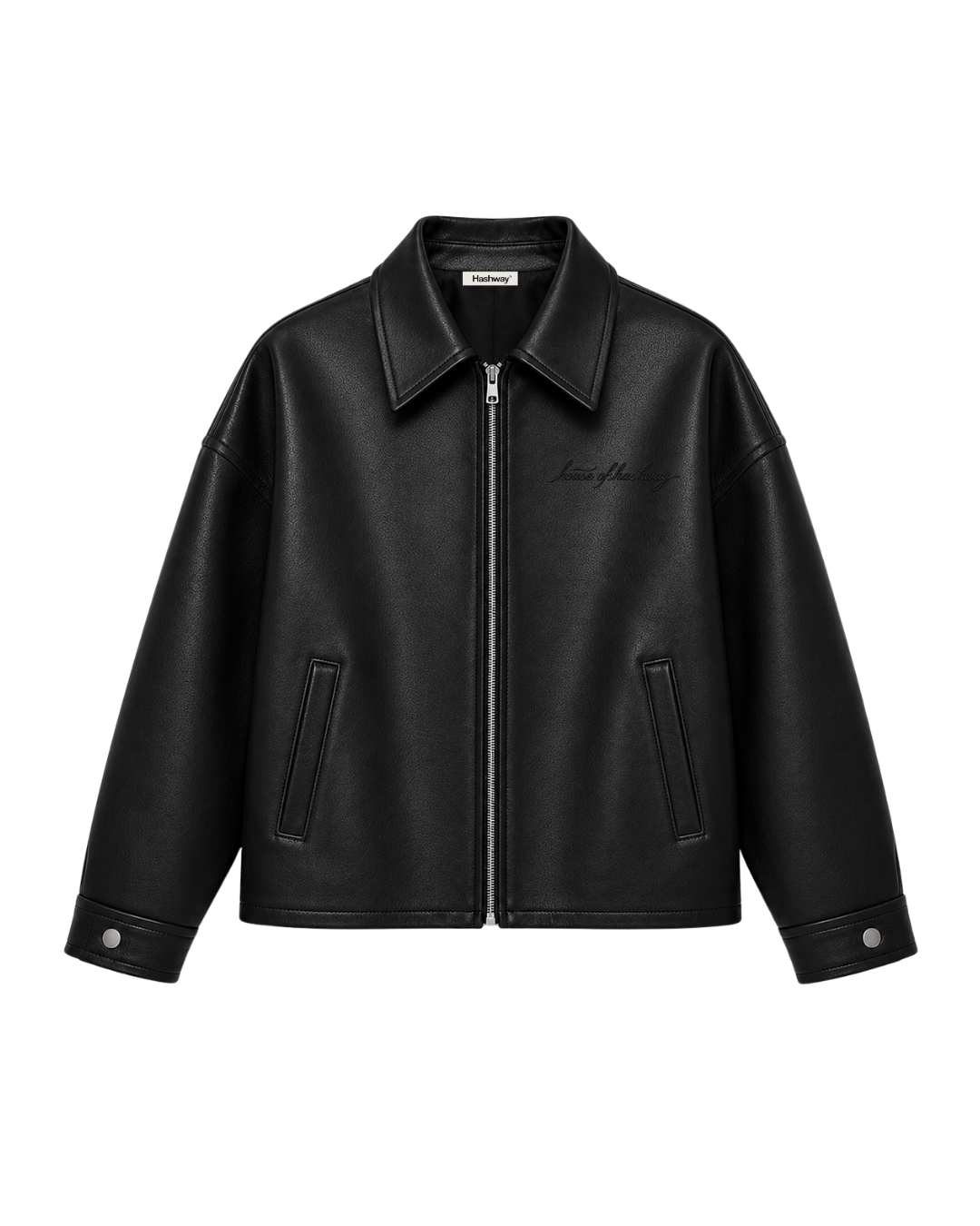 HASHWAY VEGAN LEATHER JACKET - BLACK