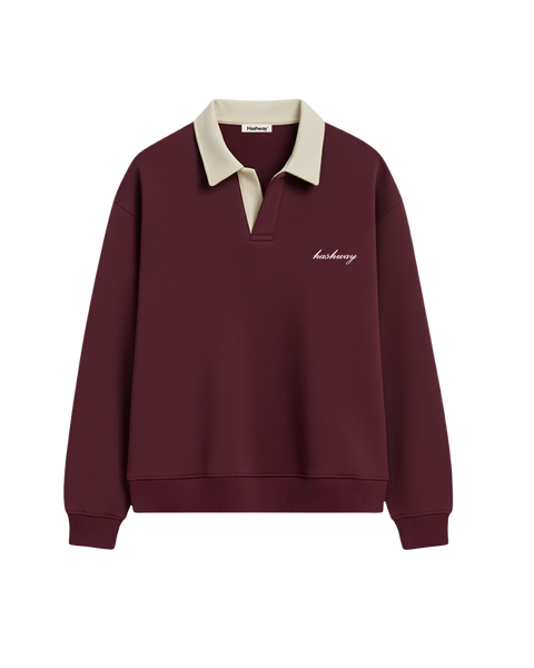 HASHWAY CLASSIC POLO SWEATSHIRT - WINE