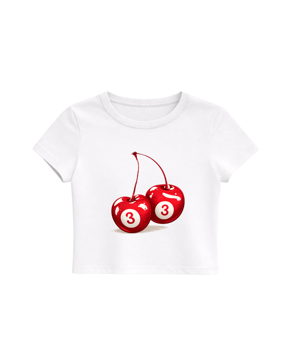 CHERRY 33 BABY TEE - WHITE