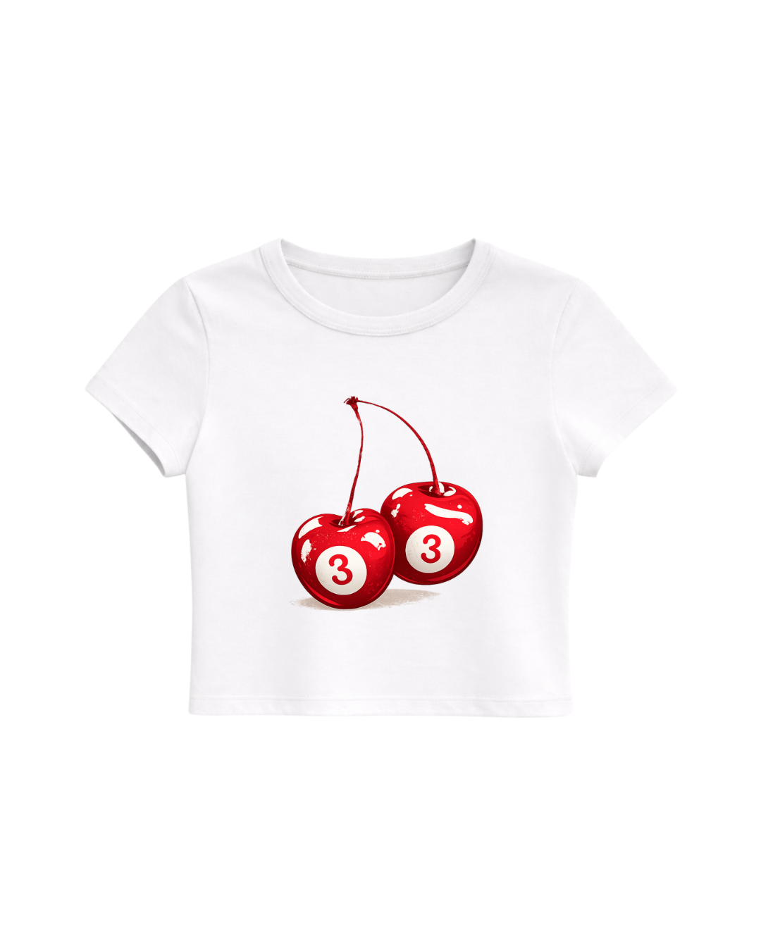 CHERRY 33 BABY TEE - WHITE