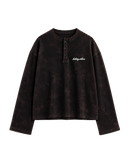 HASHWAY ARCHIVES EMBROIDERED HENLEY TEE - BROWN WASHED