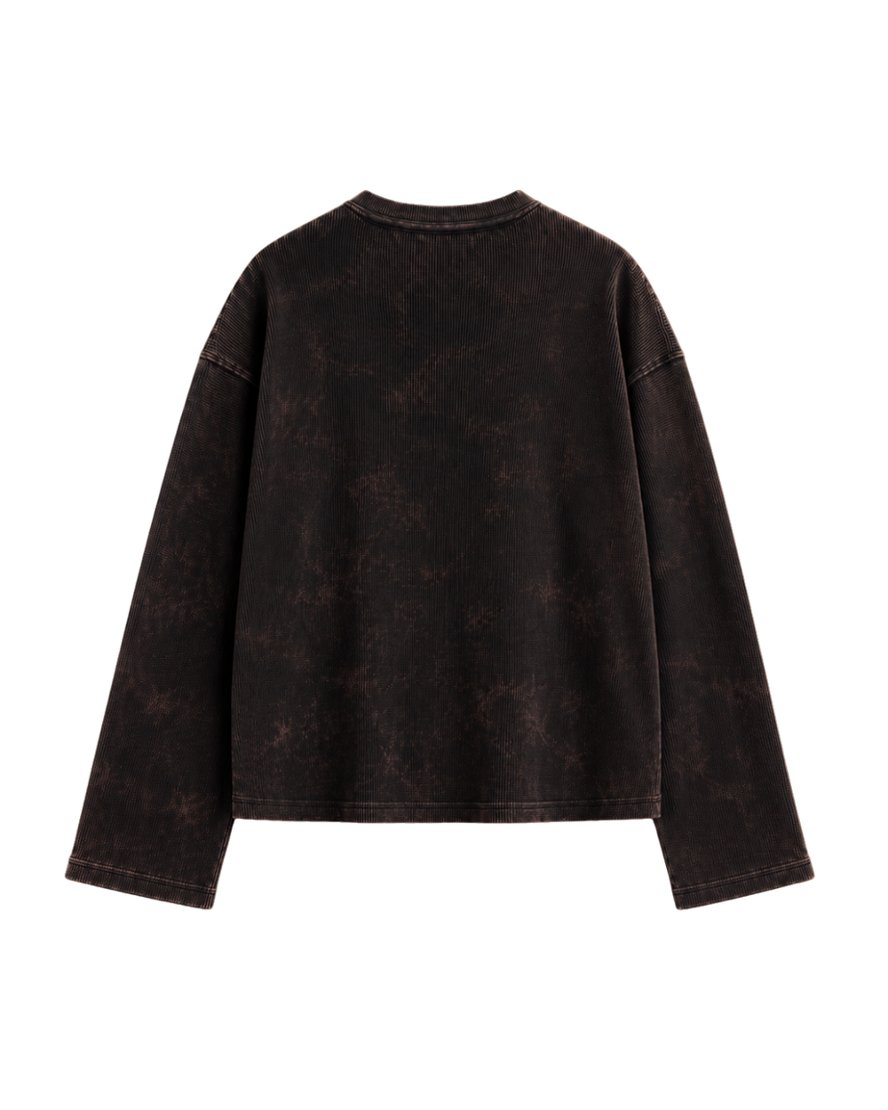 HASHWAY ARCHIVES EMBROIDERED HENLEY TEE - BROWN WASHED