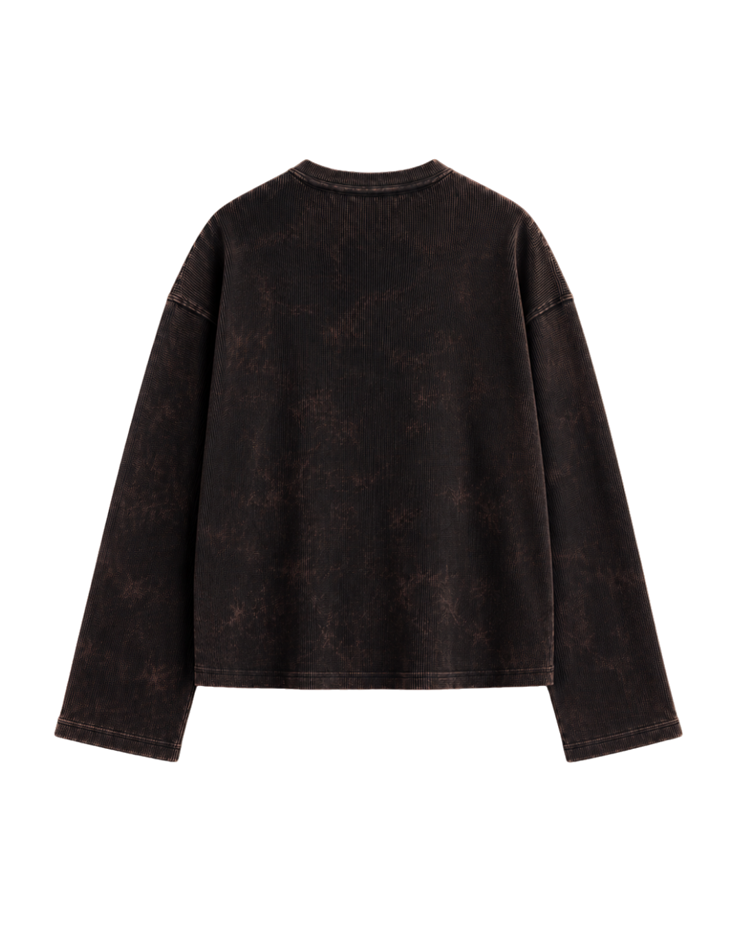 HASHWAY ARCHIVES EMBROIDERED HENLEY TEE - BROWN WASHED