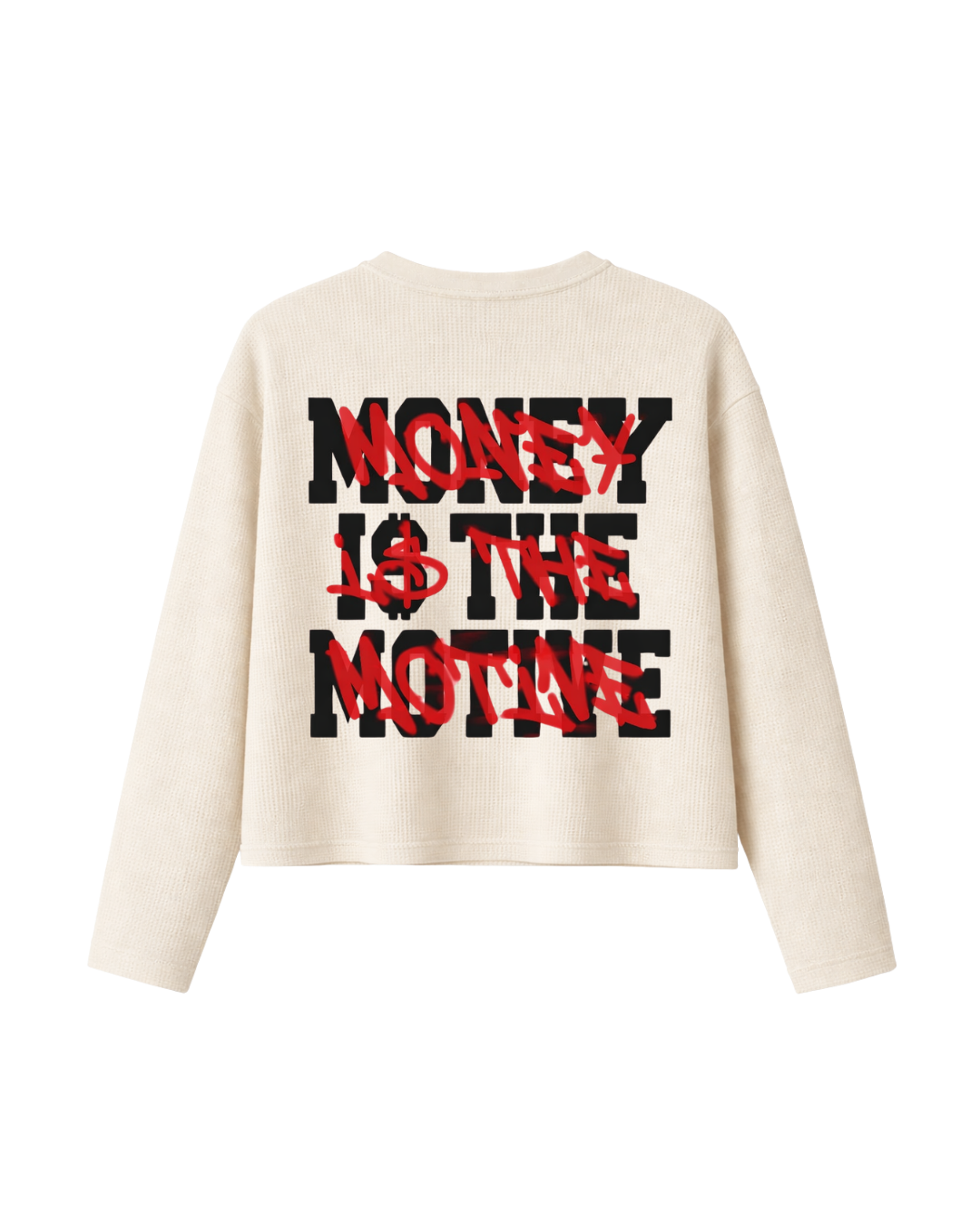 HASHWAY 'MONEY MOTIVE ' WAFFLE T-SHIRT - OFF WHITE