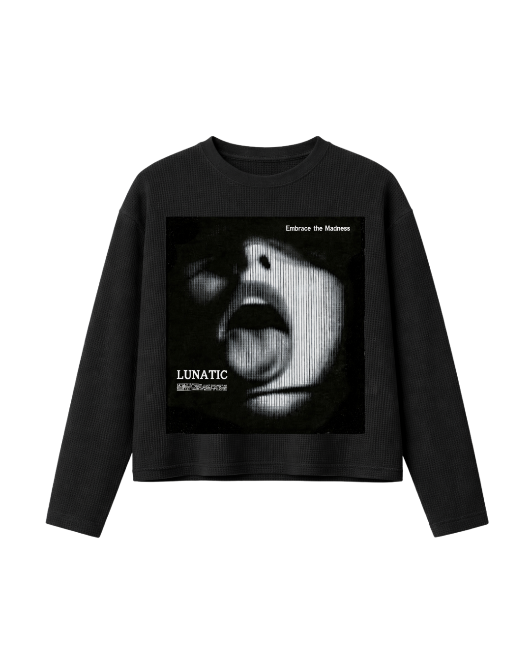 HASHWAY 'LUNATIC' WAFFLE T-SHIRT - BLACK