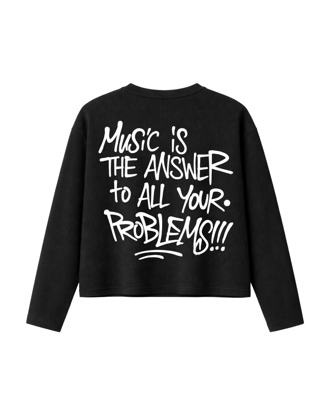 HASHWAY 'MUSIC' WAFFLE T-SHIRT - BLACK