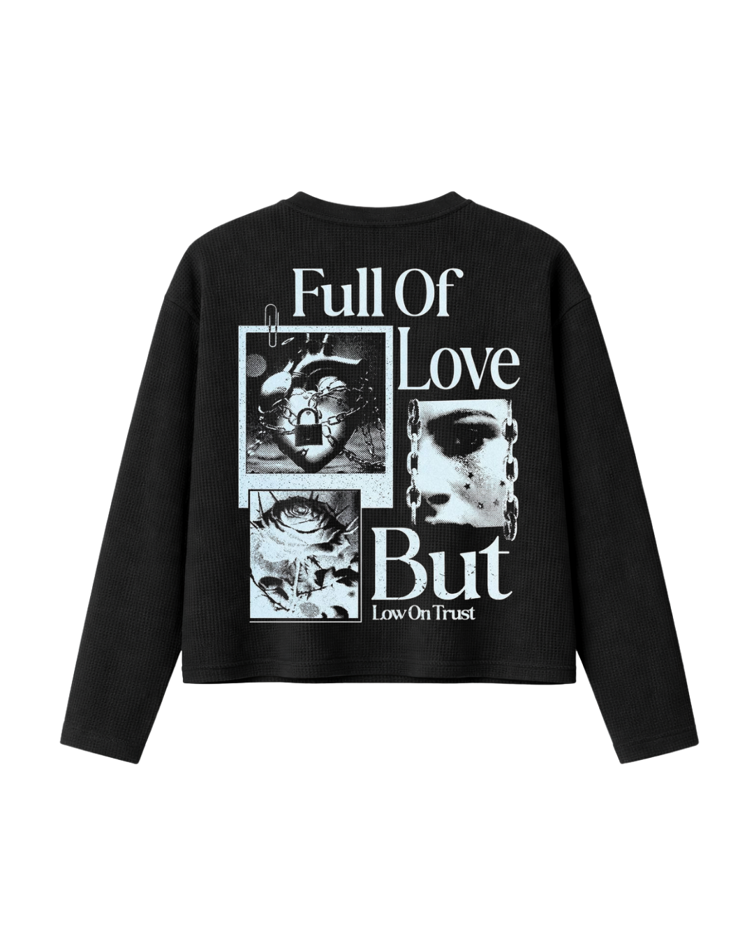 HASHWAY 'FULL OF LOVE' WAFFLE T-SHIRT - BLACK