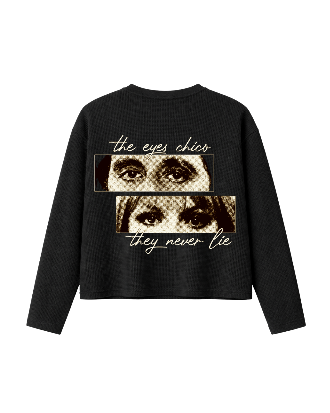 HASHWAY 'EYES DON'T LIE' WAFFLE T-SHIRT - BLACK
