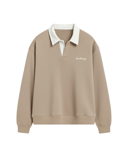HASHWAY CLASSIC POLO SWEATSHIRT - BEIGE