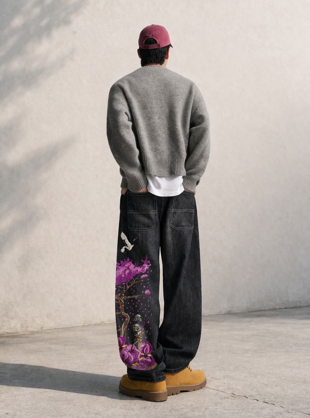 IRON & PETALS EMBROIDERED BLACK DENIMS - LIMITED EDITION