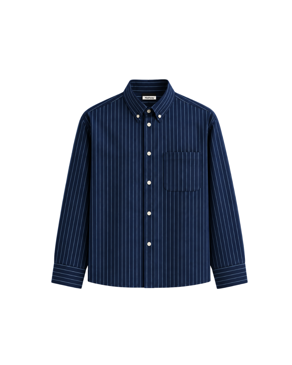 HASHWAY OXFORD STRIPED SHIRT - NAVY