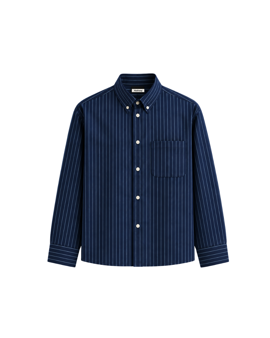 HASHWAY OXFORD STRIPED SHIRT - NAVY