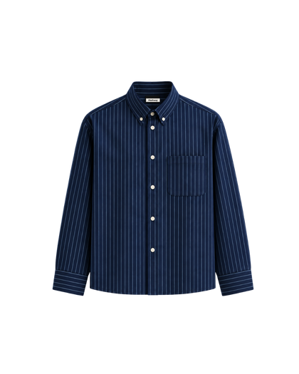 HASHWAY OXFORD STRIPED SHIRT - NAVY
