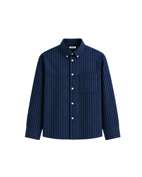 HASHWAY OXFORD STRIPED SHIRT - NAVY