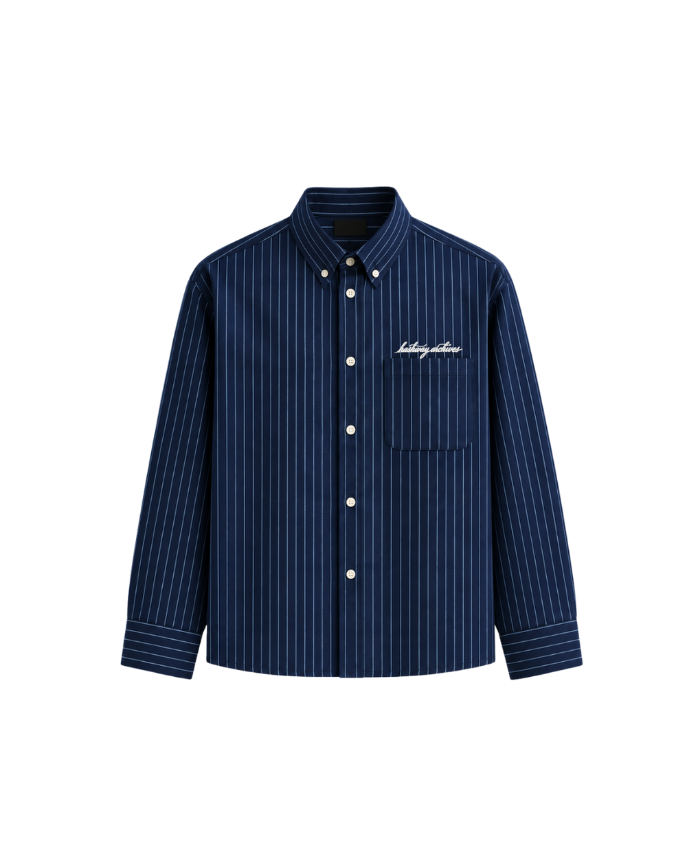 HASHWAY ARCHIVES EMBROIDERED STRIPED SHIRT - NAVY