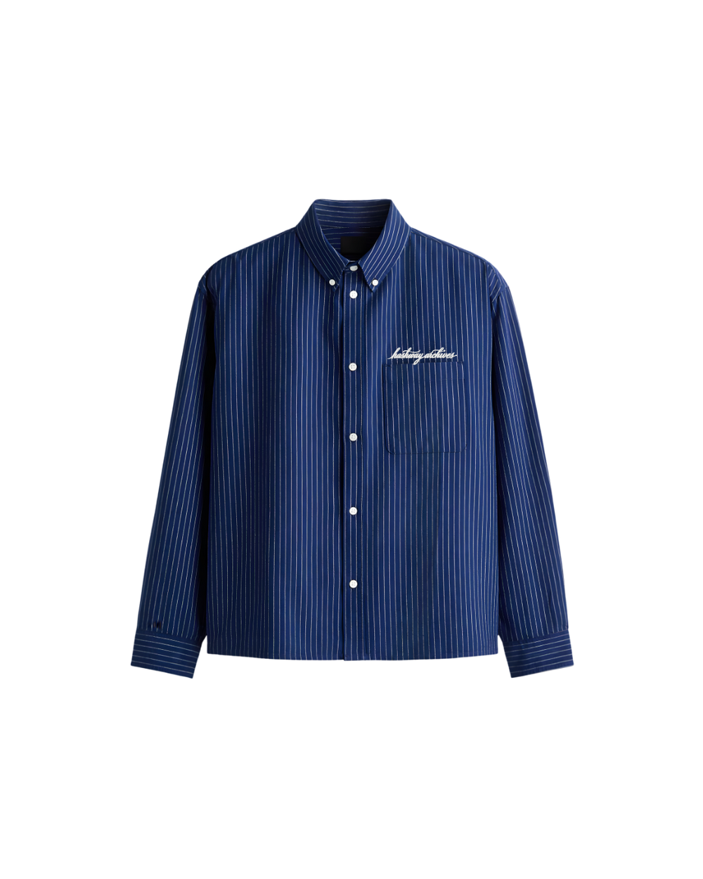 HASHWAY ARCHIVES EMBROIDERED STRIPED SHIRT - NAVY