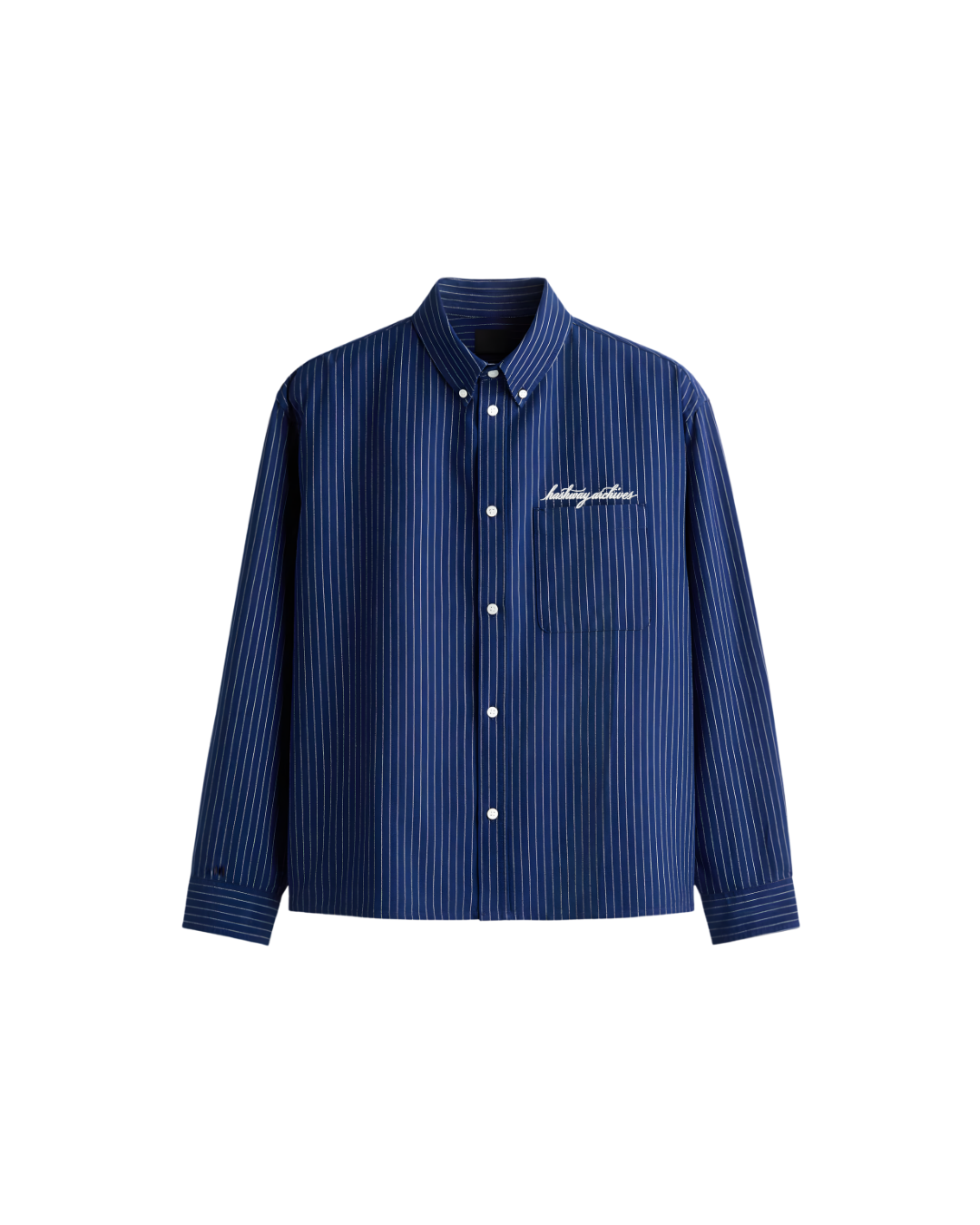 HASHWAY ARCHIVES EMBROIDERED STRIPED SHIRT - NAVY