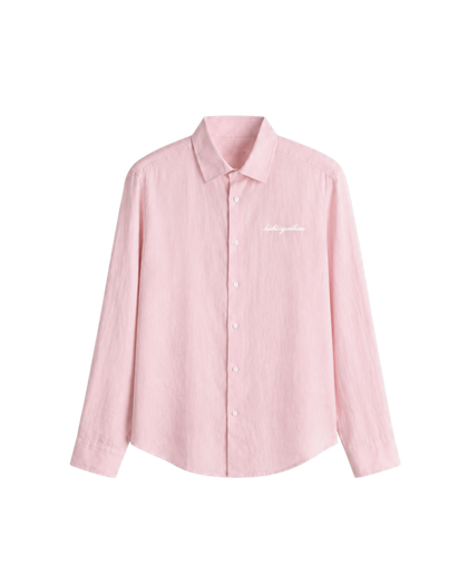 HASHWAY ARCHIVES LINEN EMBROIDERED SHIRT - PINK