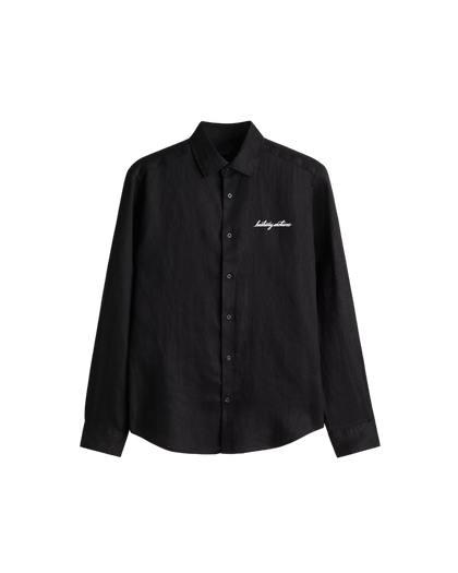 HASHWAY ARCHIVES LINEN EMBROIDERED SHIRT - BLACK