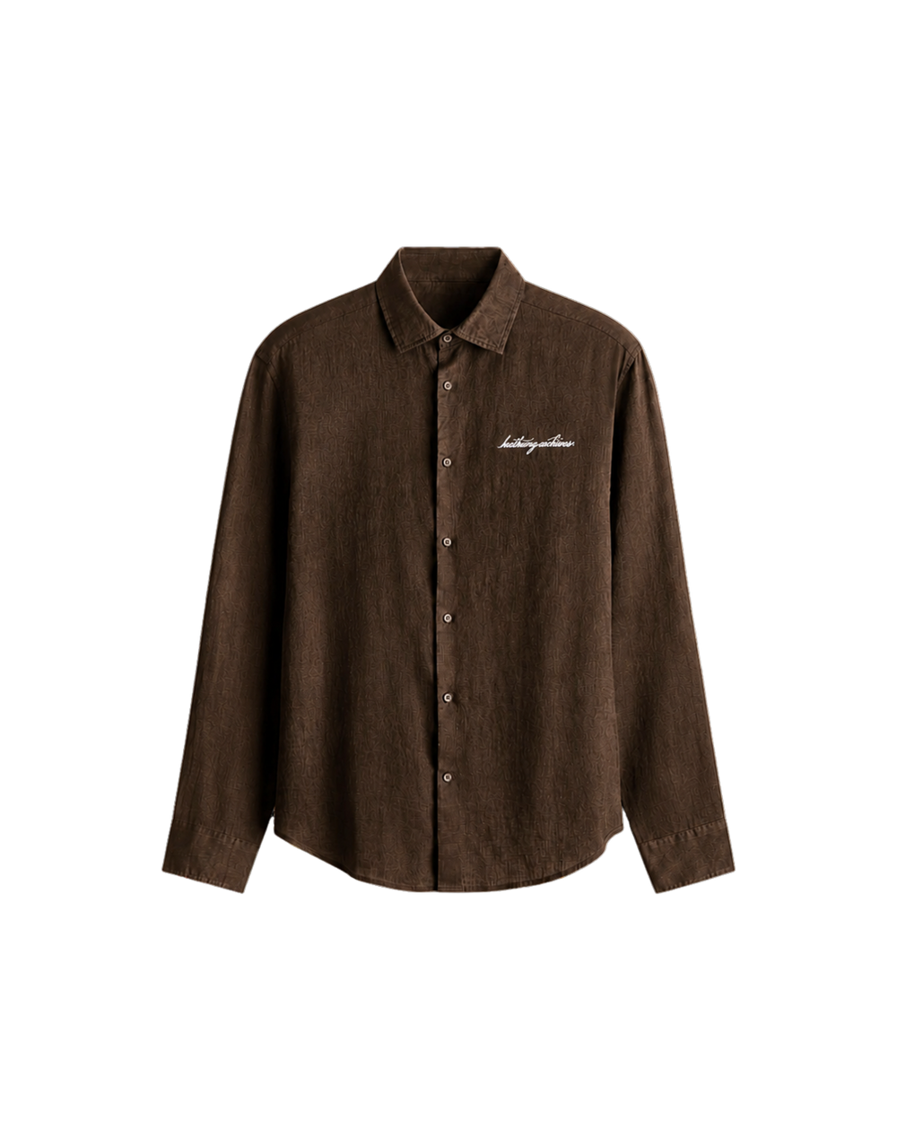 HASHWAY LINEN EMBROIDERED SHIRT - BROWN