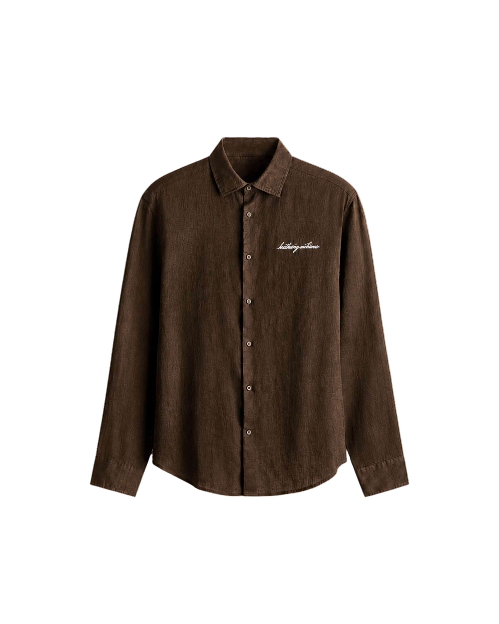 HASHWAY LINEN EMBROIDERED SHIRT - BROWN