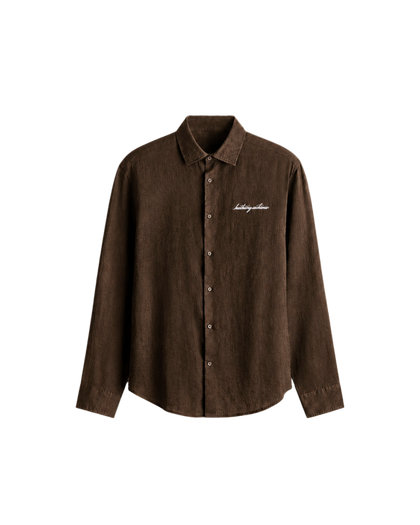 HASHWAY ARCHIVES LINEN EMBROIDERED SHIRT - BROWN