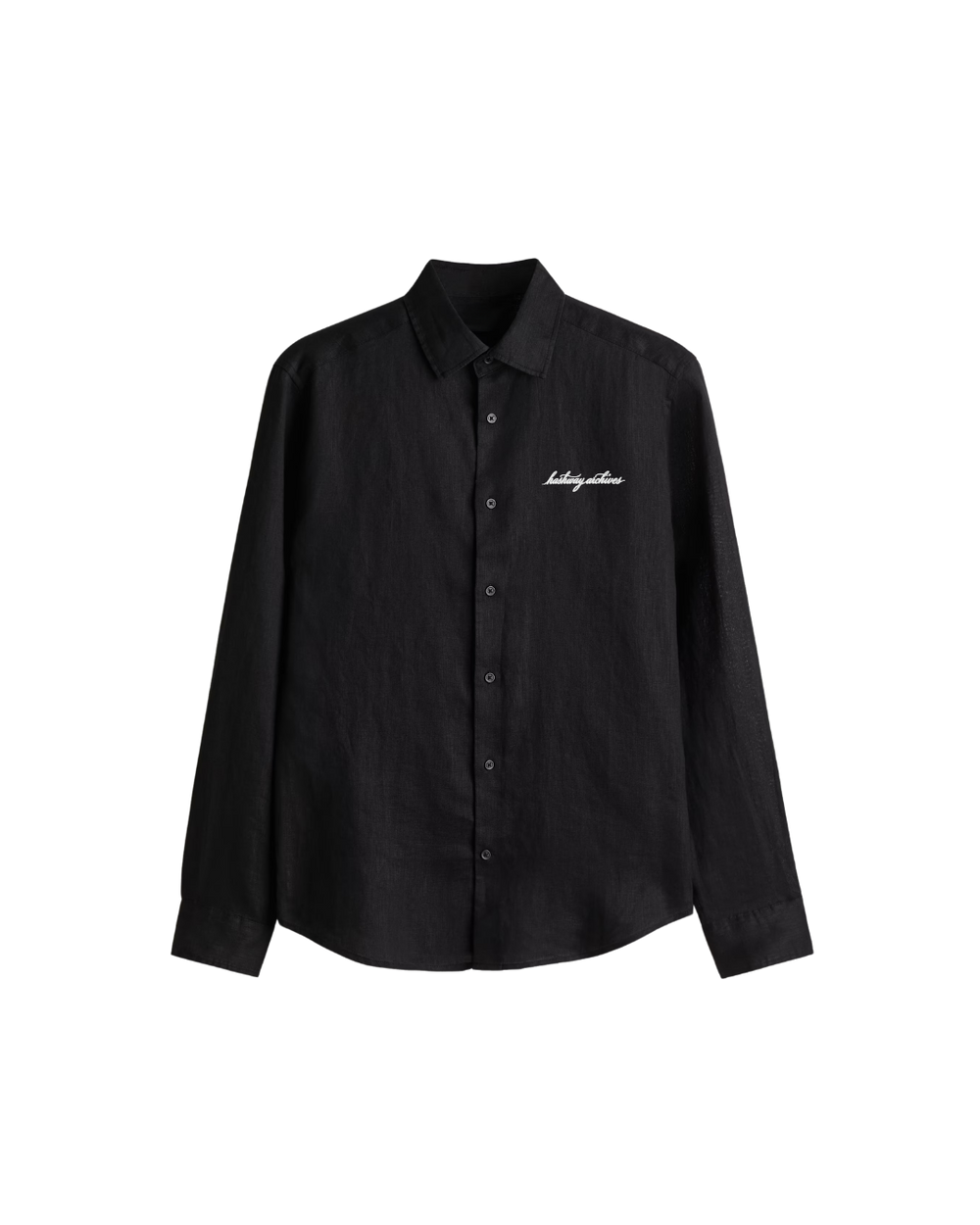 HASHWAY ARCHIVES EMBROIDERED LINEN BLEND SHIRT - BLACK