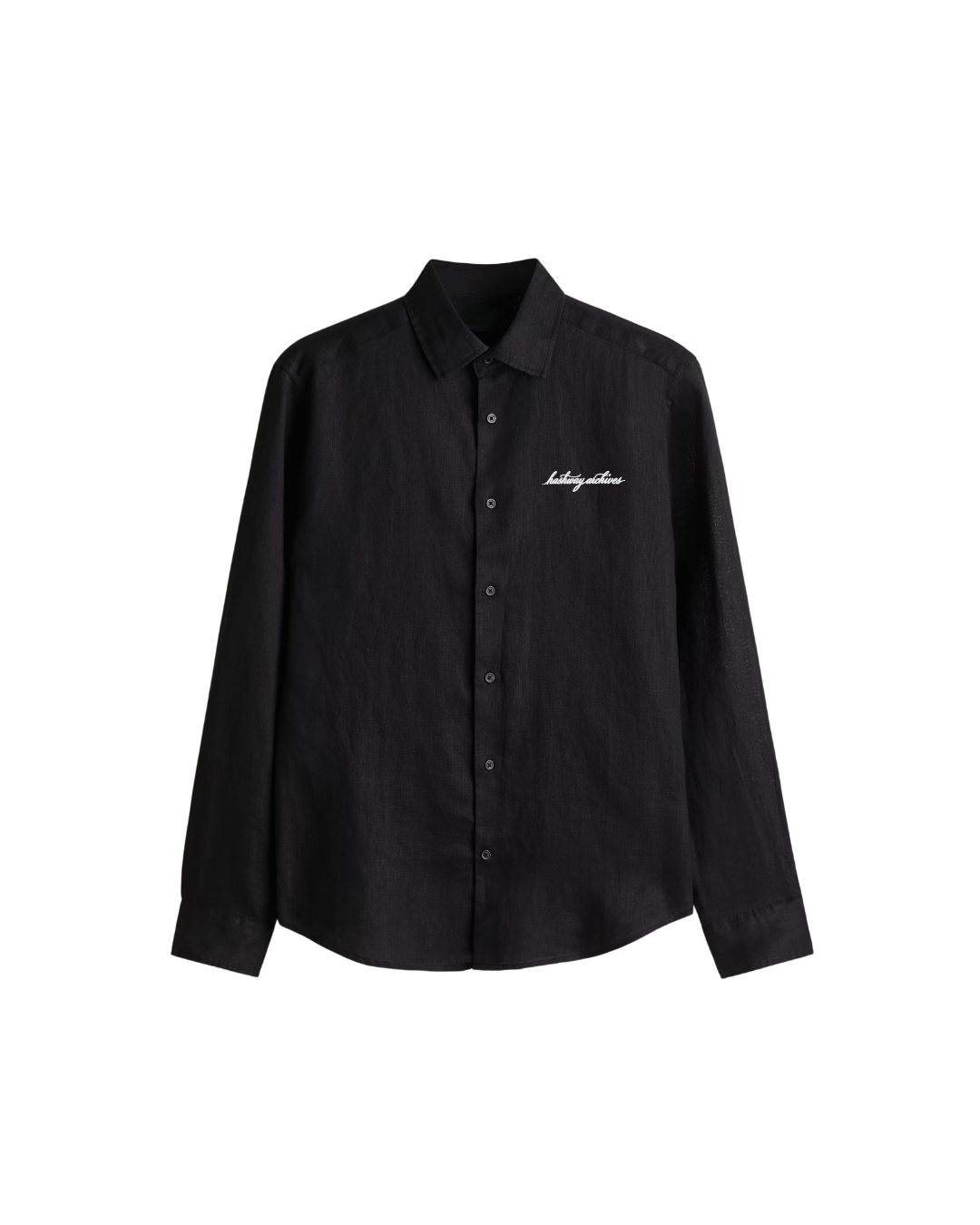 HASHWAY ARCHIVES EMBROIDERED LINEN BLEND SHIRT - BLACK